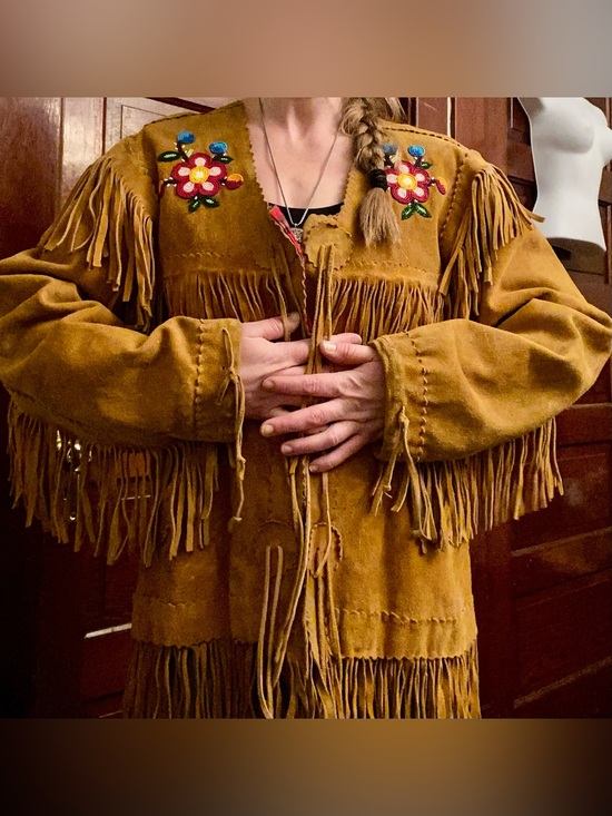 Hand Crafted Other - TRUE VINTAGE 1950/1960s STUNNING Artisan Hand Beaded Fringe Buckskin Jacket